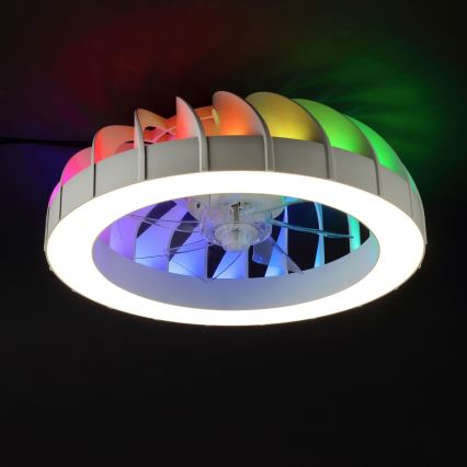 Brilliant - LED loftventilator med lys og RGBW-farver dæmpbar FANORA LED/30W/230V 2700-6500K diameter 46 cm hvid + fjernbetjening