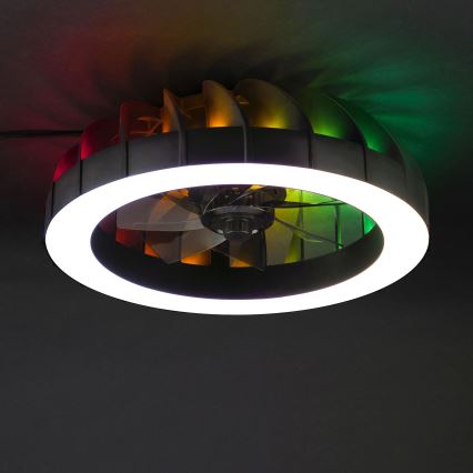 Brilliant - LED loftventilator med lys og RGBW-farver dæmpbar FANORA LED/30W/230V 2700-6500K diameter 46 cm sort + fjernbetjening
