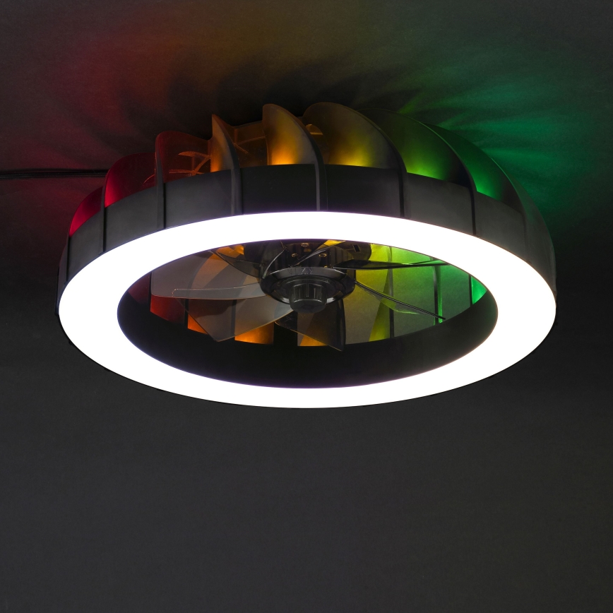 Brilliant - LED loftventilator med lys og RGBW-farver dæmpbar FANORA LED/30W/230V 2700-6500K diameter 46 cm sort + fjernbetjening