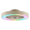 Brilliant - LED RGBW Dæmpbar loftlampe med ventilator CATANIA LED/37W/230V 2700-6500K med en diameter på 48,6 cm beige + fjernbetjening