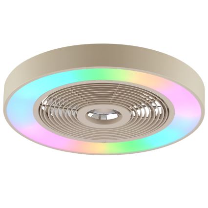 Brilliant - LED RGBW Dæmpbar loftlampe med ventilator CATANIA LED/37W/230V 2700-6500K med en diameter på 48,6 cm beige + fjernbetjening