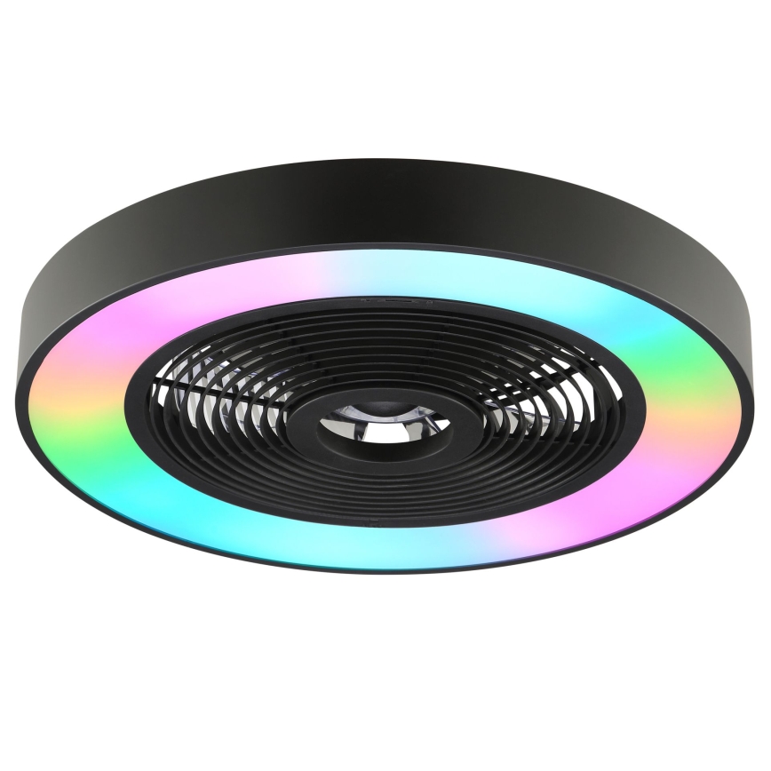 Brilliant - LED RGBW dæmpbar loftlampe med ventilator CATANIA LED/37W/230V 2700-6500K pr. 48,6 cm sort + fjernbetjening