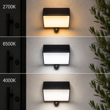 Brilliant - LED solcelle væglampe med sensor SIERRA LED/6W/3,7V 2700/4000/6500K 2000 mAh IP54 sort