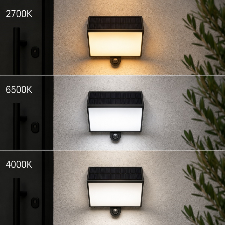 Brilliant - LED solcelle væglampe med sensor SIERRA LED/6W/3,7V 2700/4000/6500K 2000 mAh IP54 sort