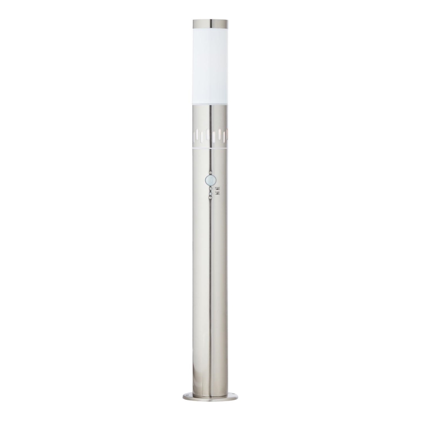 Brilliant - LED udendørslampe med sensor LEIGH LED/0,9W/230V + 1xE27/11W 80 cm IP44 skinnende krom