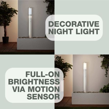 Brilliant - LED udendørslampe med sensor LEIGH LED/0,9W/230V + 1xE27/11W 80 cm IP44 skinnende krom