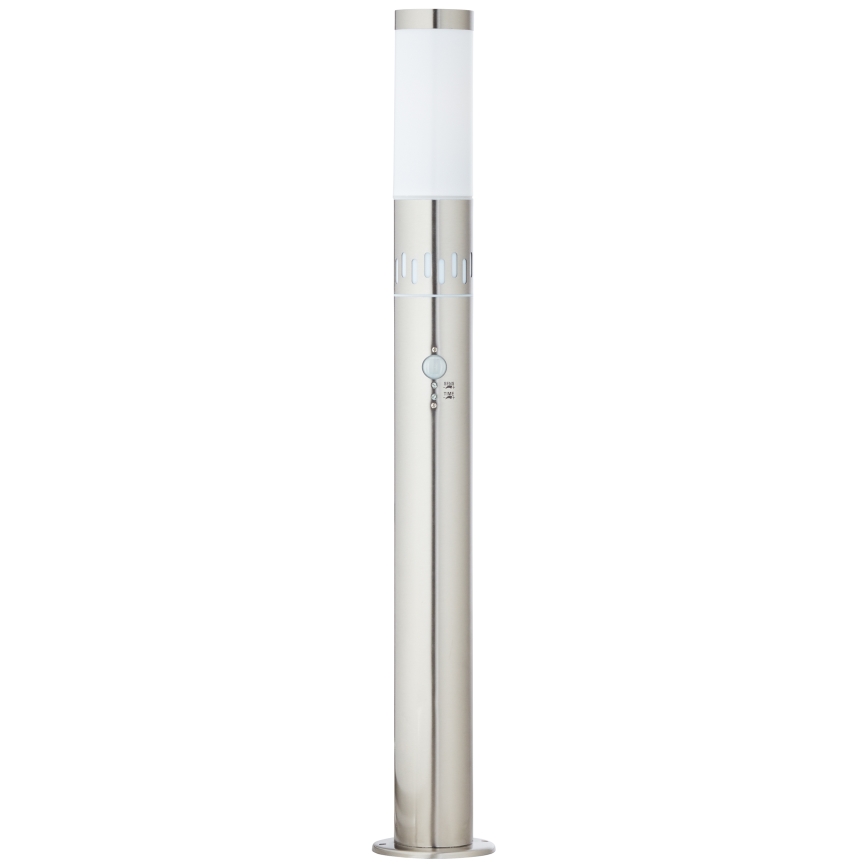 Brilliant - LED udendørslampe med sensor LEIGH LED/0,9W/230V + 1xE27/11W 80 cm IP44 skinnende krom