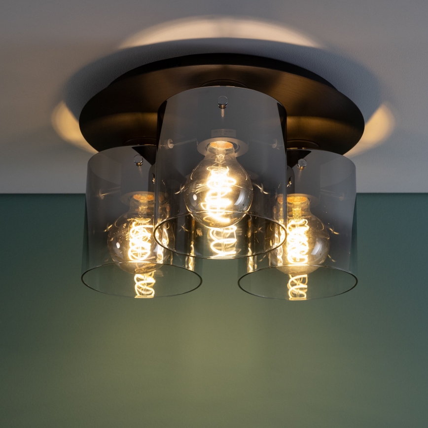 Brilliant - Loftlampe BETH 3xE27/60W/230V sort/røgfarvet