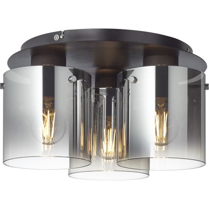 Brilliant - Loftlampe BETH 3xE27/60W/230V sort/røgfarvet