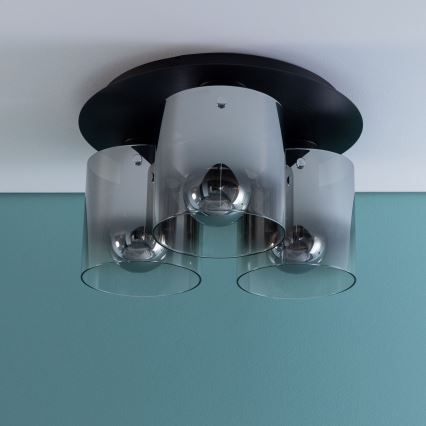 Brilliant - Loftlampe BETH 3xE27/60W/230V Ø 37 cm sort/røget