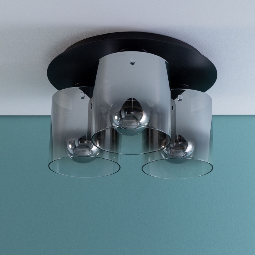 Brilliant - Loftlampe BETH 3xE27/60W/230V Ø 37 cm sort/røget