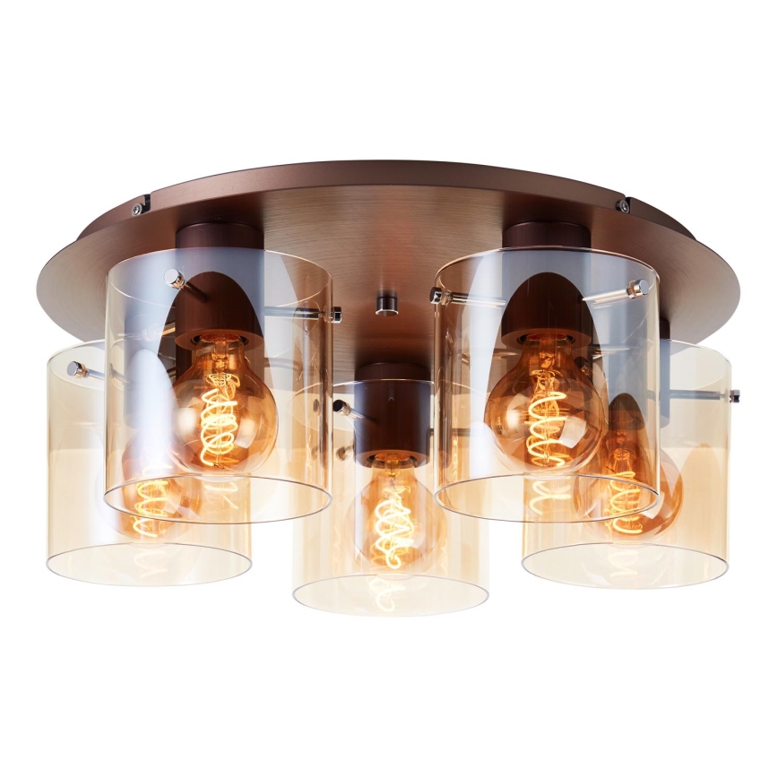 Brilliant - Loftlampe PETJE 5xE27/40W/230V Ø 52 cm brun/røget