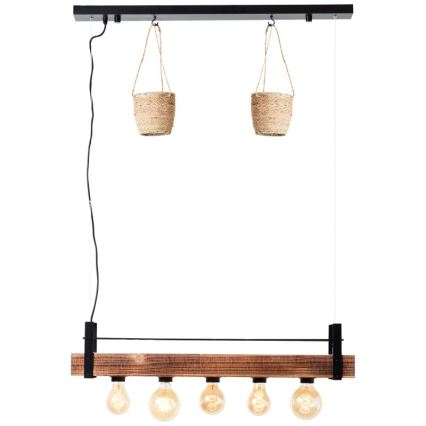 Brilliant - Lysekrone på kabel BANKWOOD 5xE27/28W/230V poppel
