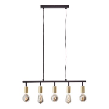 Brilliant - Lysekrone på wire TIFFANY 5xE27/28W/230V sort/messing