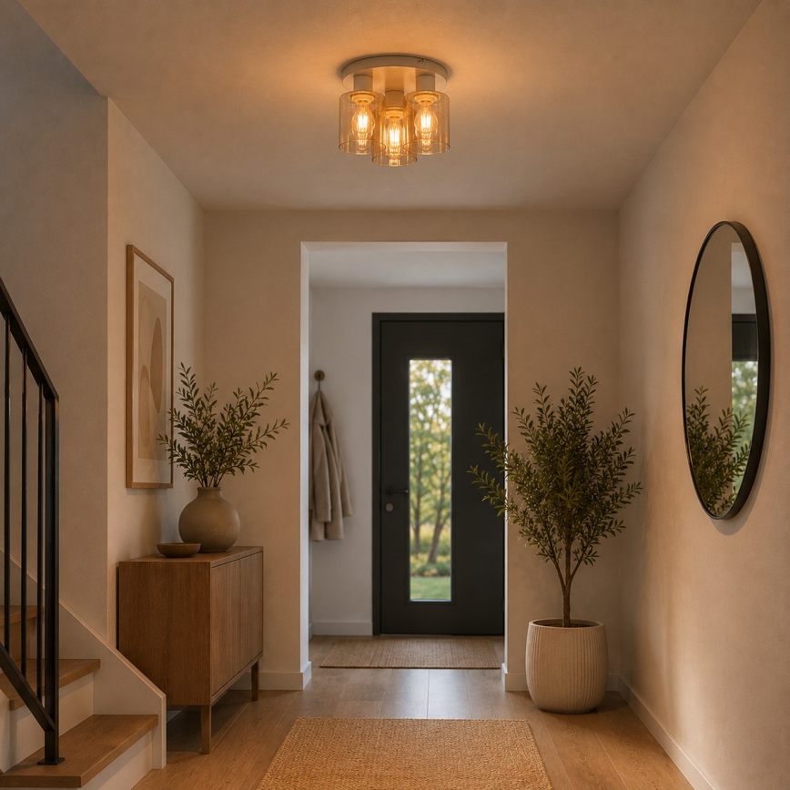 Brilliant - Plafond LYSKA 3xE27/20W/230V Ø 31 cm creme/røget beige