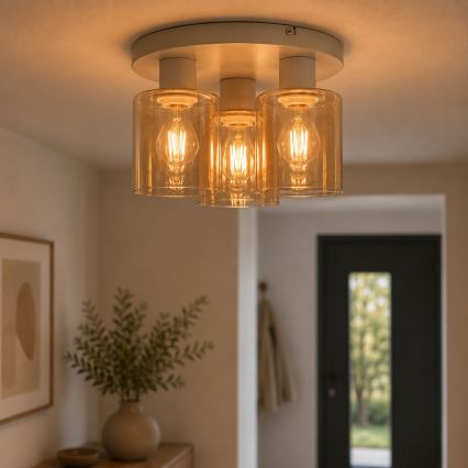 Brilliant - Plafond LYSKA 3xE27/20W/230V Ø 31 cm creme/røget beige