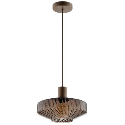 Brilliant - Pendel med wireophæng LYN 1xE27/20W/230V Ø 28 cm brun/røgbrun