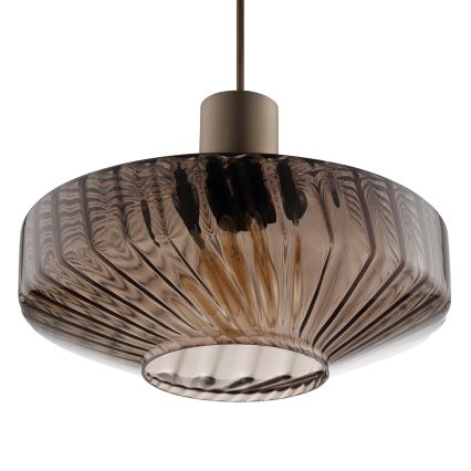 Brilliant - Pendel med wireophæng LYN 1xE27/20W/230V Ø 28 cm brun/røgbrun
