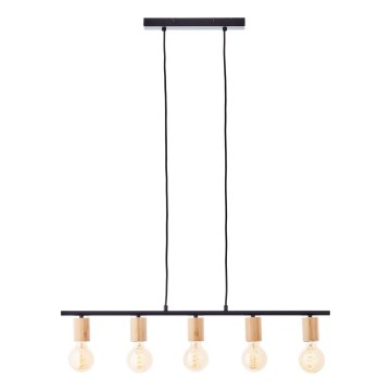 Brilliant - Pendel på kabel KERRY 5xE27/40W/230V sort/bambus