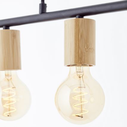 Brilliant - Pendel på kabel KERRY 5xE27/40W/230V sort/bambus