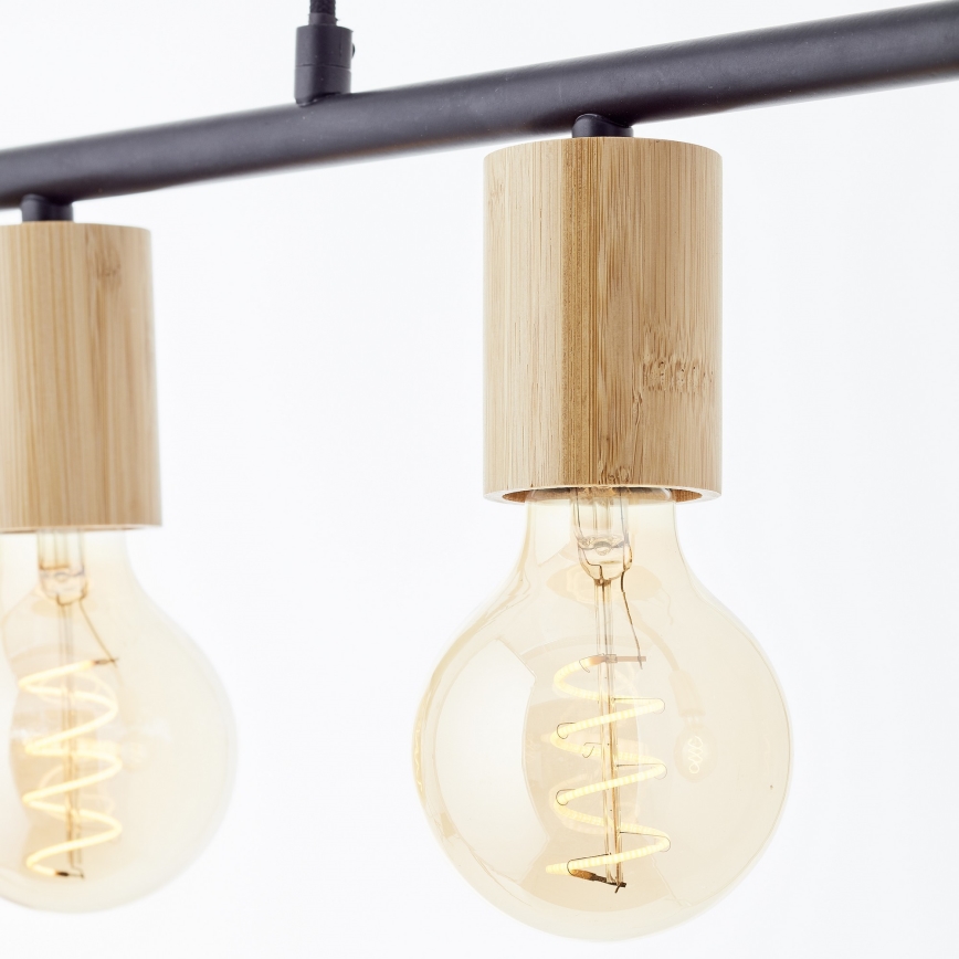 Brilliant - Pendel på kabel KERRY 5xE27/40W/230V sort/bambus