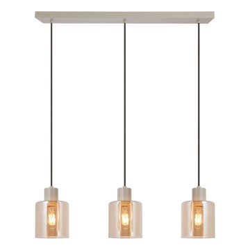 Brilliant - Pendel på kabel LYSKA 3xE27/20W/230V creme/røget beige
