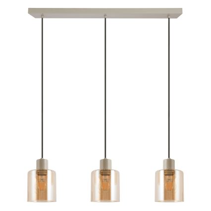 Brilliant - Pendel på kabel LYSKA 3xE27/20W/230V creme/røget beige