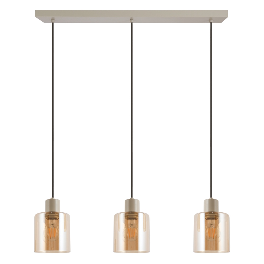 Brilliant - Pendel på kabel LYSKA 3xE27/20W/230V creme/røget beige