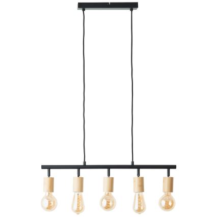 Brilliant - Pendel på ledning 5xE27/28W/230V sort/bambus