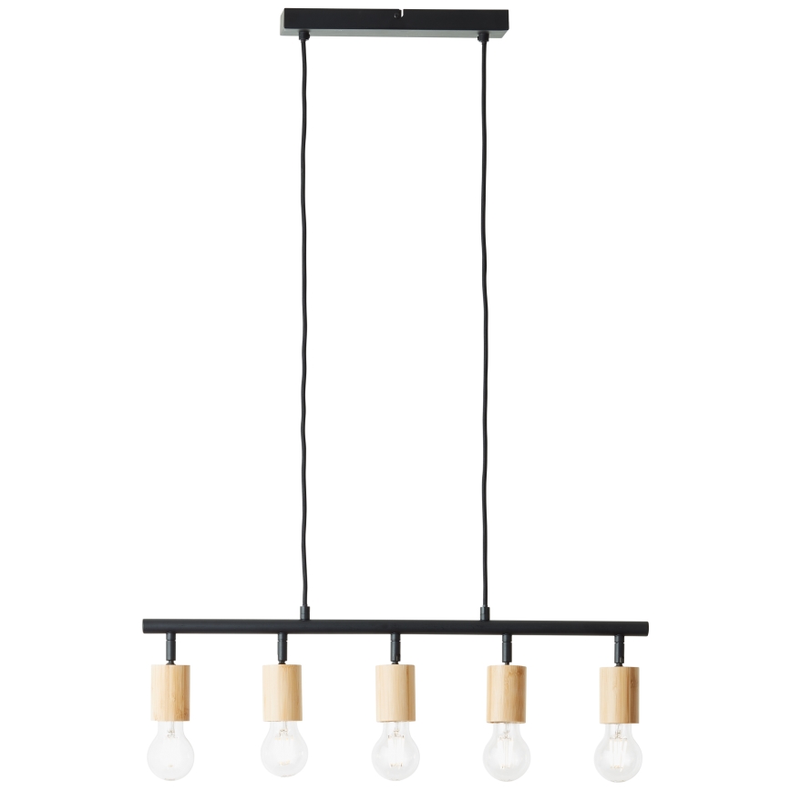 Brilliant - Pendel på ledning 5xE27/28W/230V sort/bambus