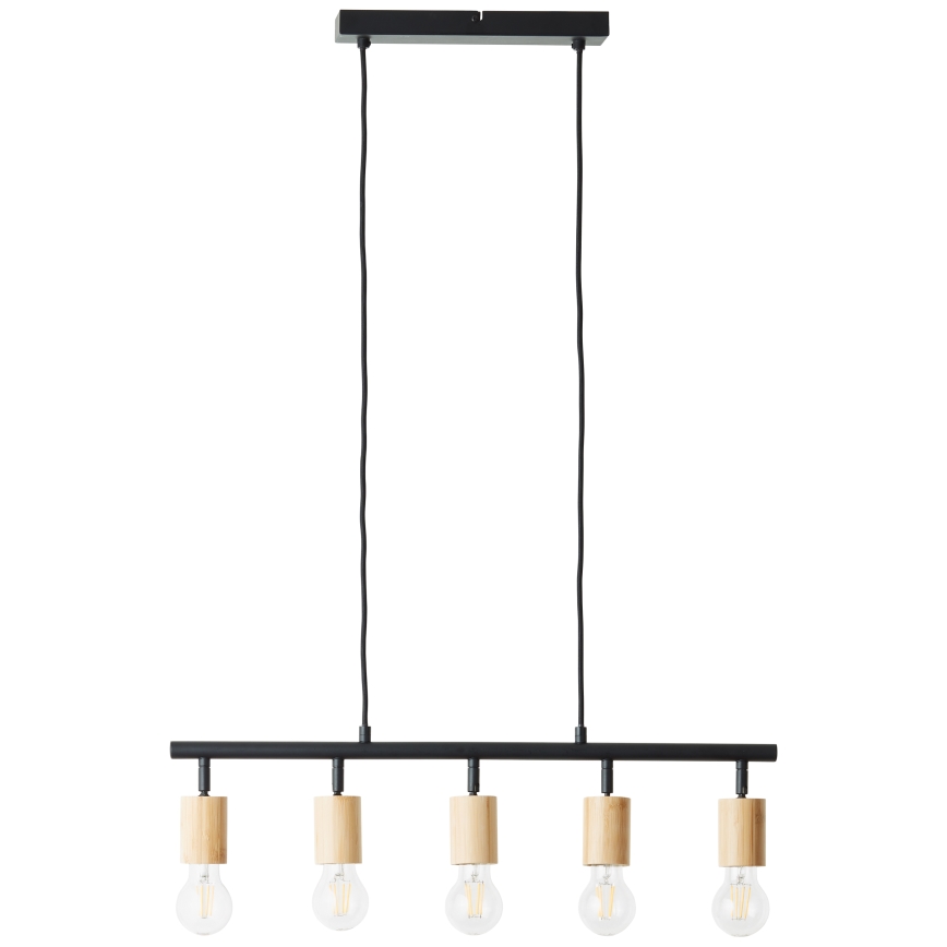 Brilliant - Pendel på ledning 5xE27/28W/230V sort/bambus