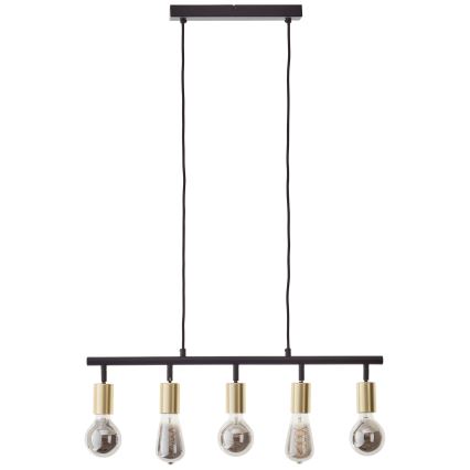 Brilliant - Pendel på wire 5xE27/28W/230V sort/messing