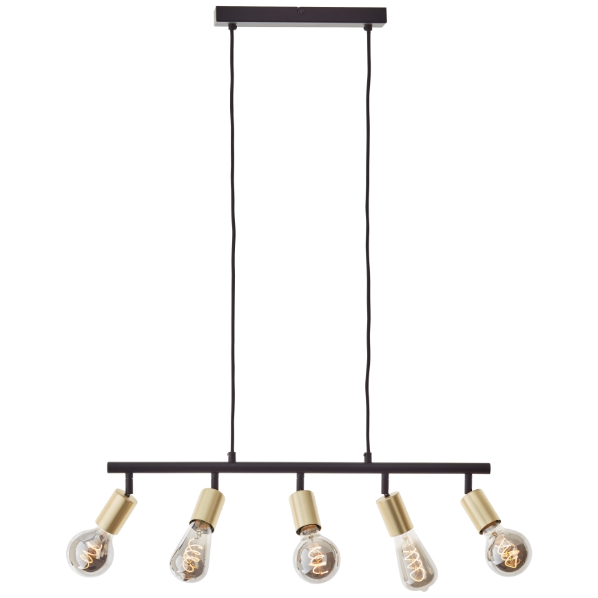 Brilliant - Pendel på wire 5xE27/28W/230V sort/messing