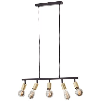 Brilliant - Pendel på wire 5xE27/28W/230V sort/messing