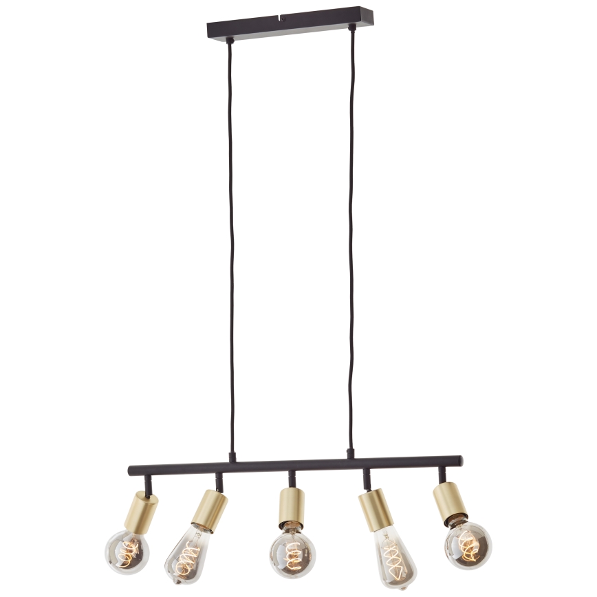 Brilliant - Pendel på wire 5xE27/28W/230V sort/messing