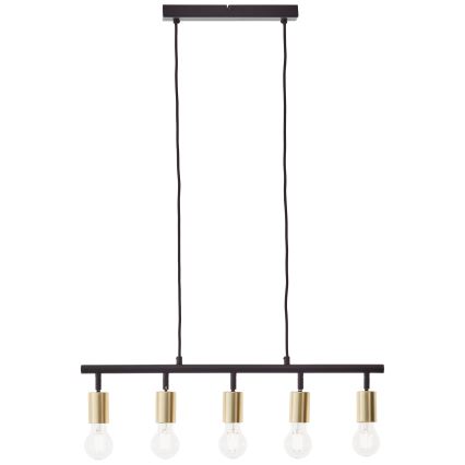 Brilliant - Pendel på wire 5xE27/28W/230V sort/messing