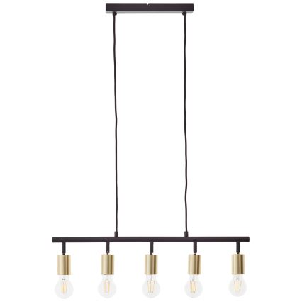 Brilliant - Pendel på wire 5xE27/28W/230V sort/messing