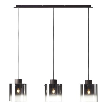 Brilliant - Pendel på wire BETH 3xE27/60W/230V sort/røget