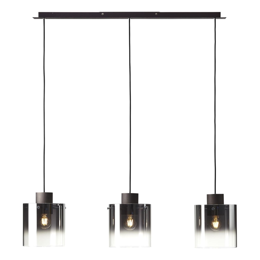 Brilliant - Pendel på wire BETH 3xE27/60W/230V sort/røget