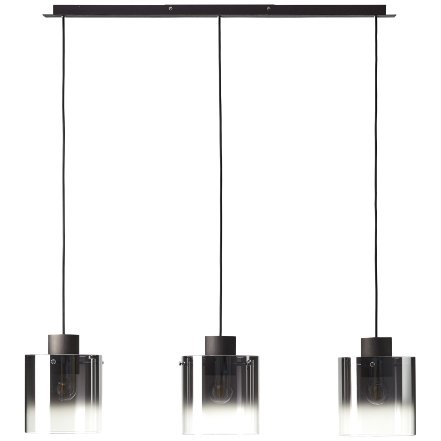 Brilliant - Pendel på wire BETH 3xE27/60W/230V sort/røget