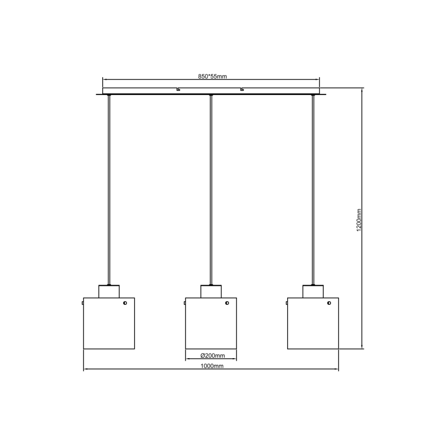 Brilliant - Pendel på wire BETH 3xE27/60W/230V sort/røget