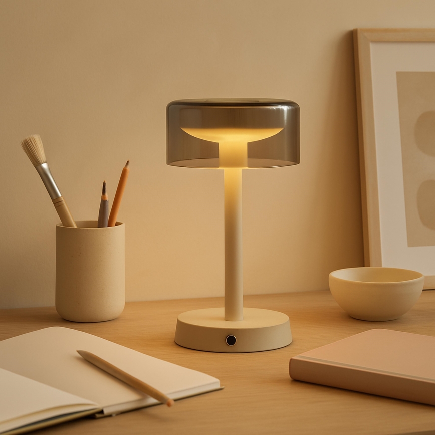 Brilliant - LED dæmpbar genopladelig berøringsbetjent udendørs bordlampe RAZOR LED/2,5W/5V 2700K 2600 mAh IP44 grå