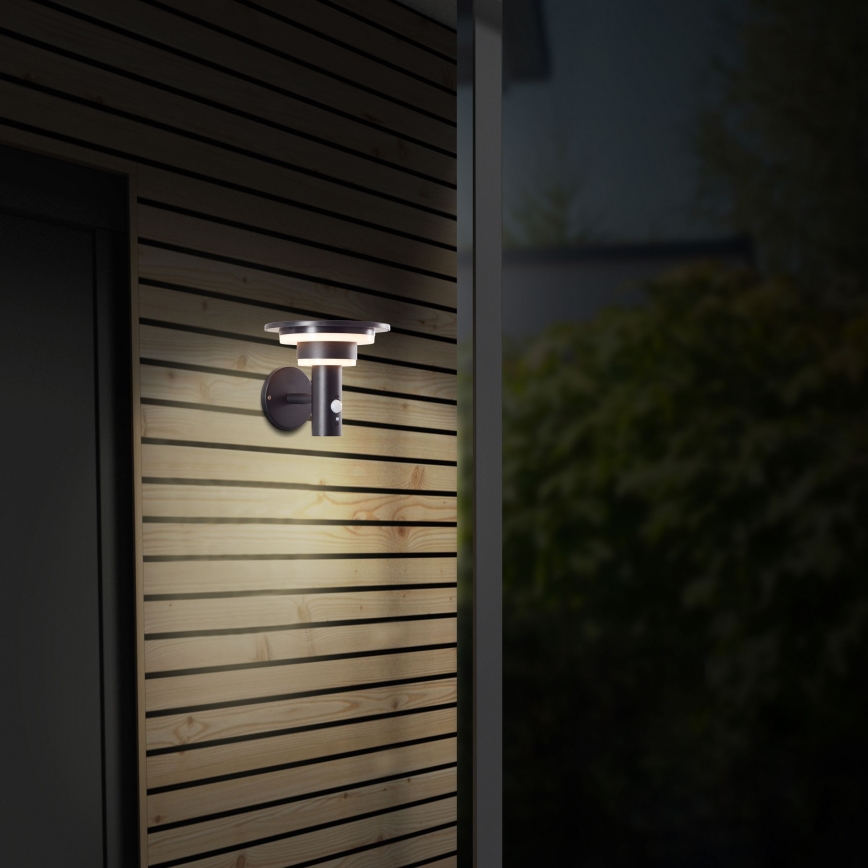 Brilliant - Soldrevet LED væglampe med sensor GARVINA LED/3W/3,7V IP44 sort