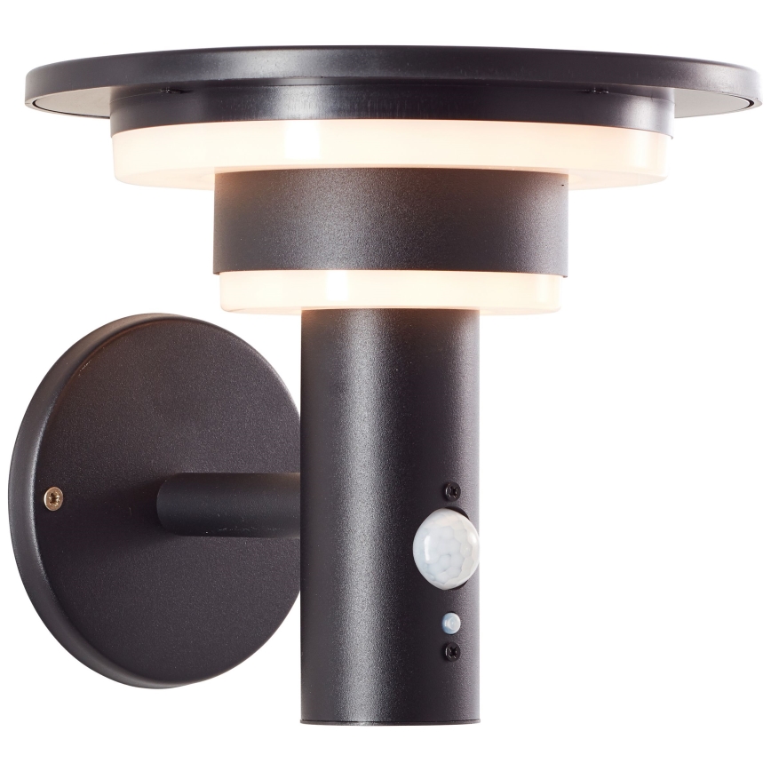 Brilliant - Soldrevet LED væglampe med sensor GARVINA LED/3W/3,7V IP44 sort