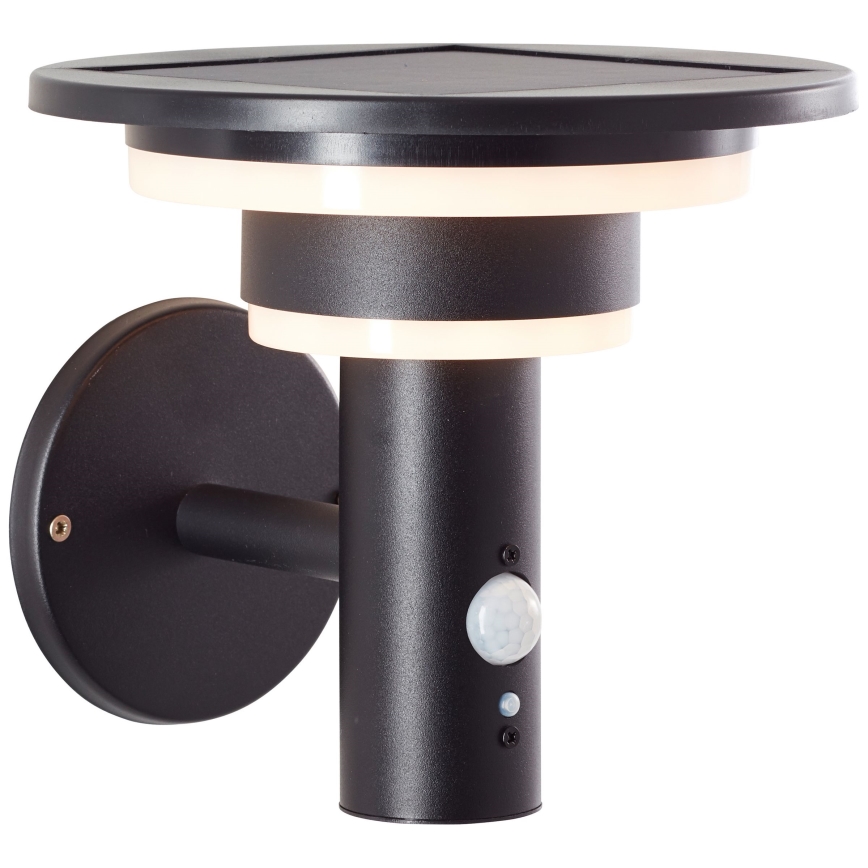 Brilliant - Soldrevet LED væglampe med sensor GARVINA LED/3W/3,7V IP44 sort