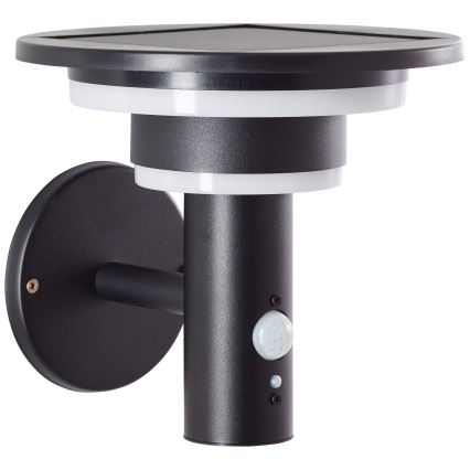 Brilliant - Soldrevet LED væglampe med sensor GARVINA LED/3W/3,7V IP44 sort
