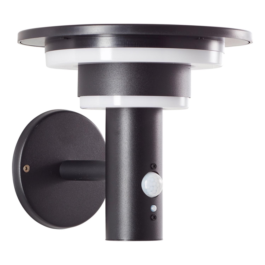 Brilliant - Soldrevet LED væglampe med sensor GARVINA LED/3W/3,7V IP44 sort