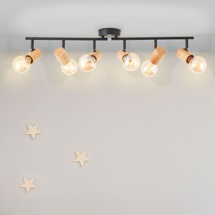 Brilliant - Spotarmatur KERRY 6xE27/40W/230V sort/bambus