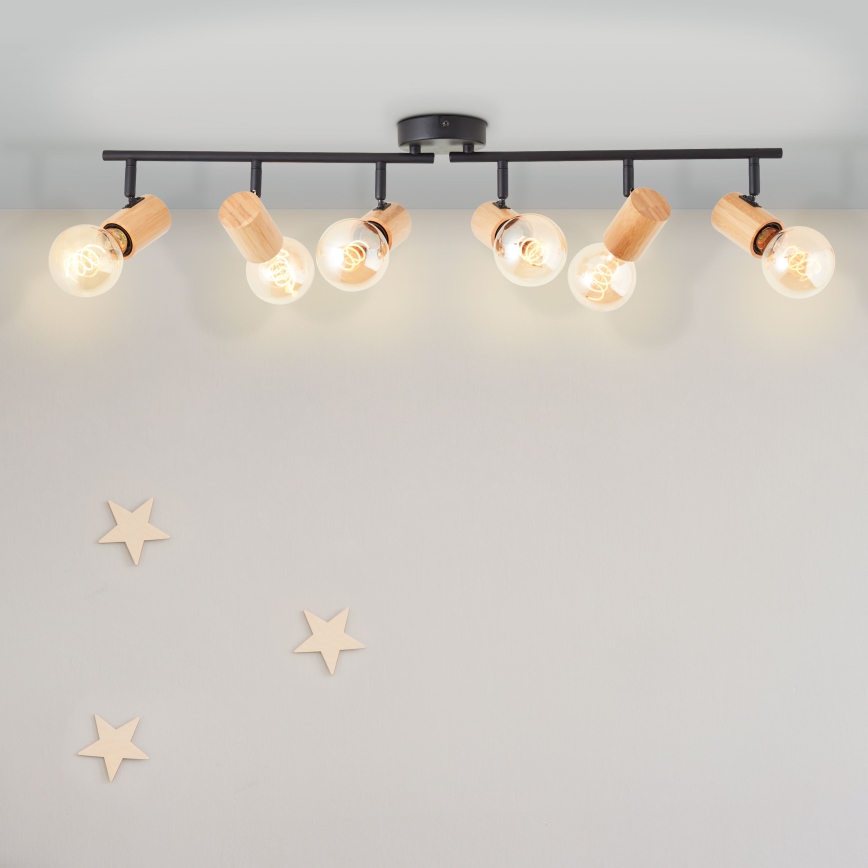 Brilliant - Spotarmatur KERRY 6xE27/40W/230V sort/bambus