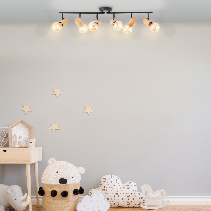 Brilliant - Spotarmatur KERRY 6xE27/40W/230V sort/bambus